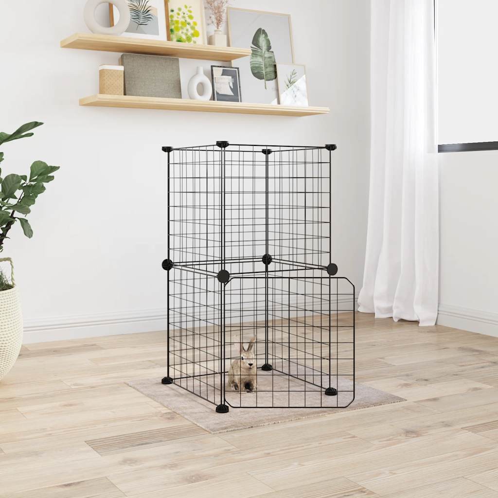 8-Panel Pet Cage Black 35X35 Cm Steel