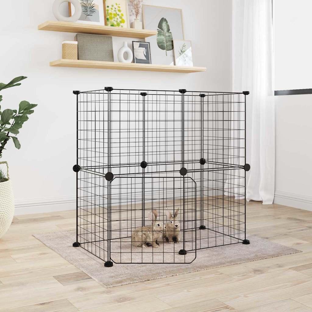 8-Panel Pet Cage Black 35X35 Cm Steel