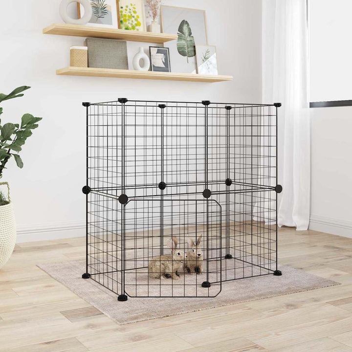 8-Panel Pet Cage Black 35X35 Cm Steel