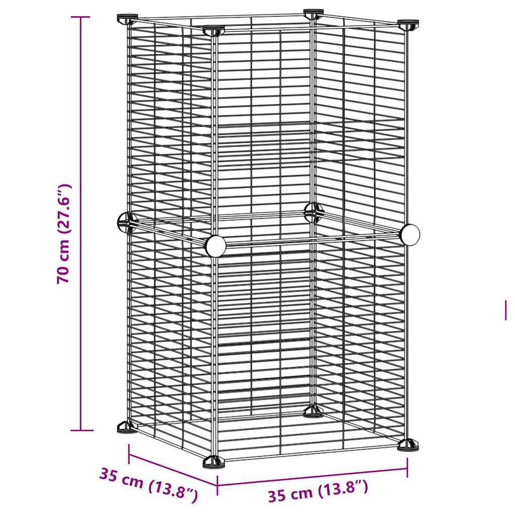 8-Panel Pet Cage Black 35X35 Cm Steel