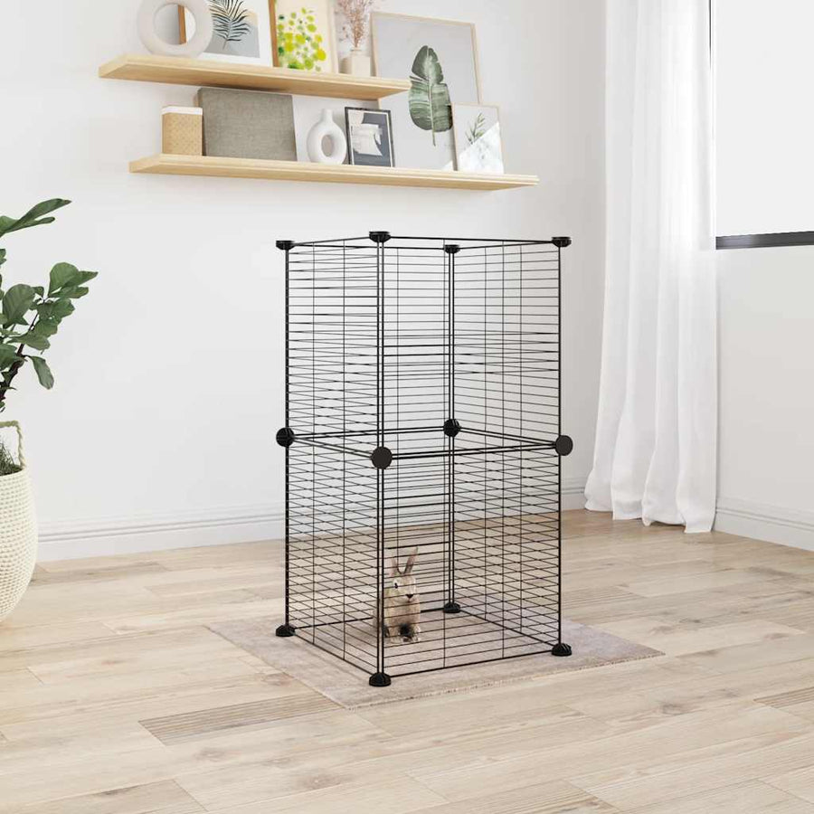 8-Panel Pet Cage Black 35X35 Cm Steel