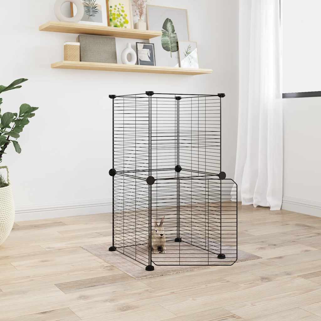 8-Panel Pet Cage Black 35X35 Cm Steel