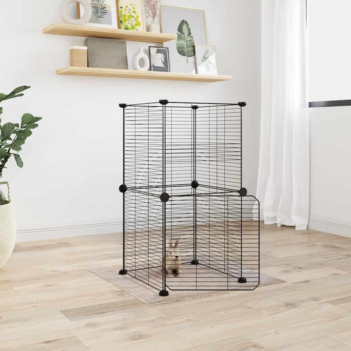 8-Panel Pet Cage Black 35X35 Cm Steel