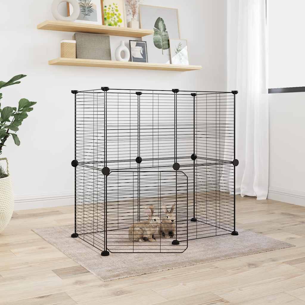 8-Panel Pet Cage Black 35X35 Cm Steel