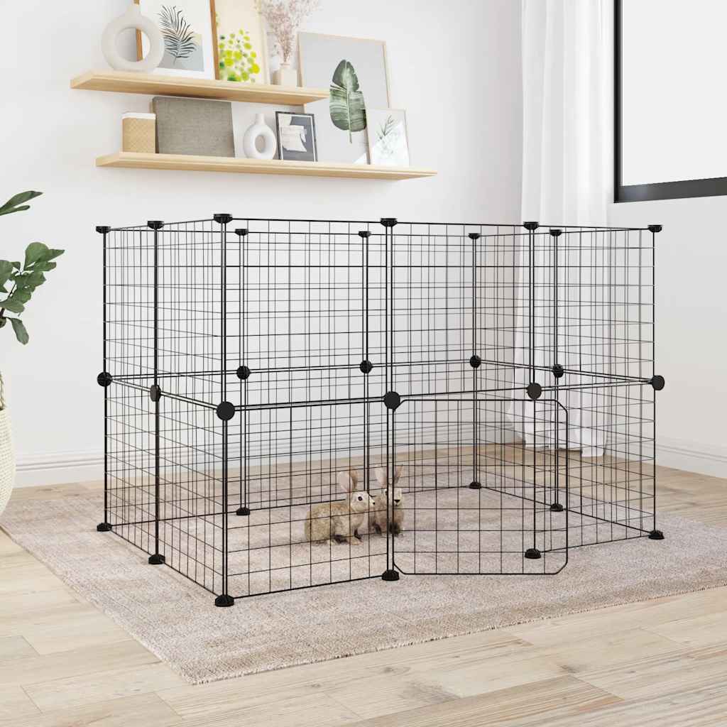 8-Panel Pet Cage Black 35X35 Cm Steel