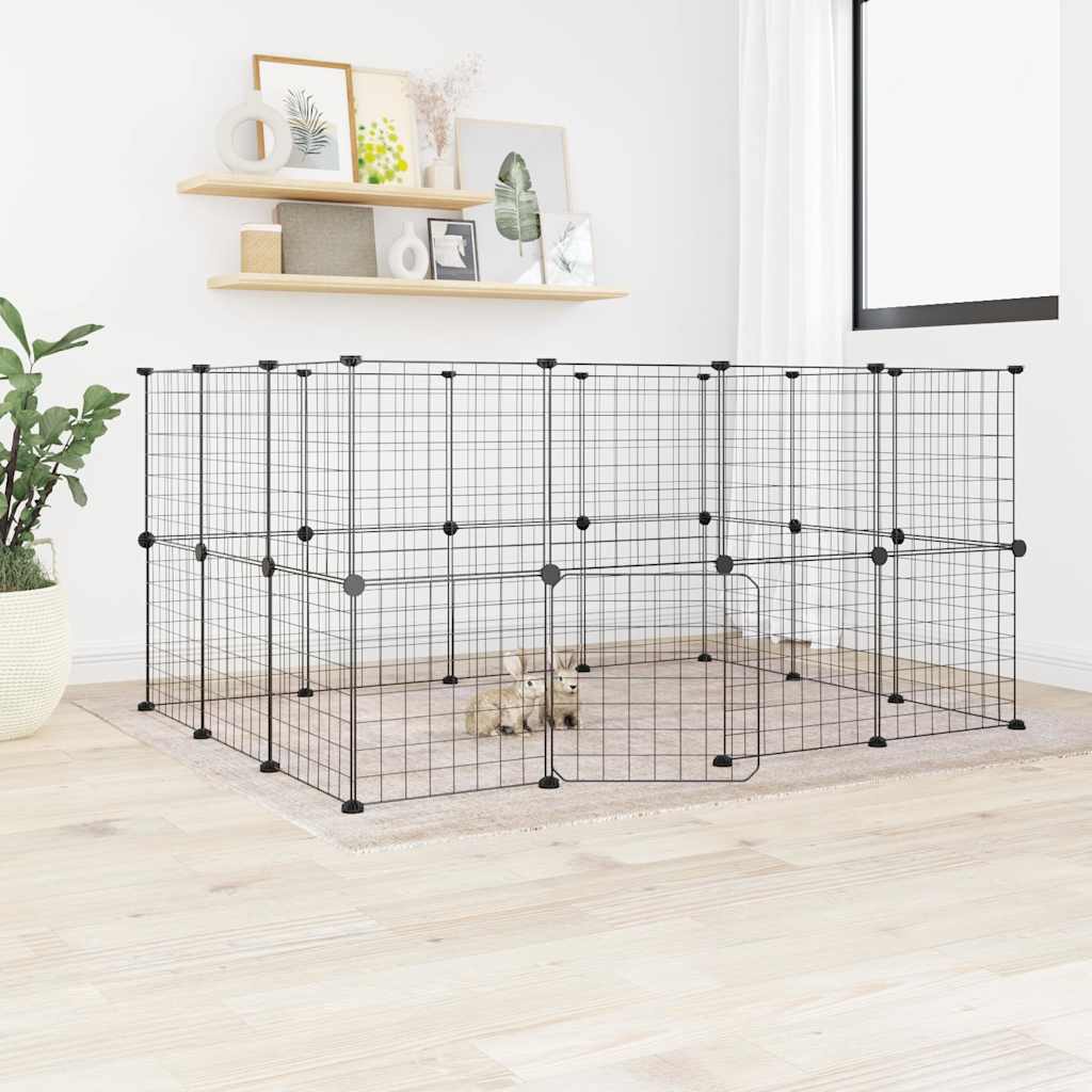 8-Panel Pet Cage Black 35X35 Cm Steel