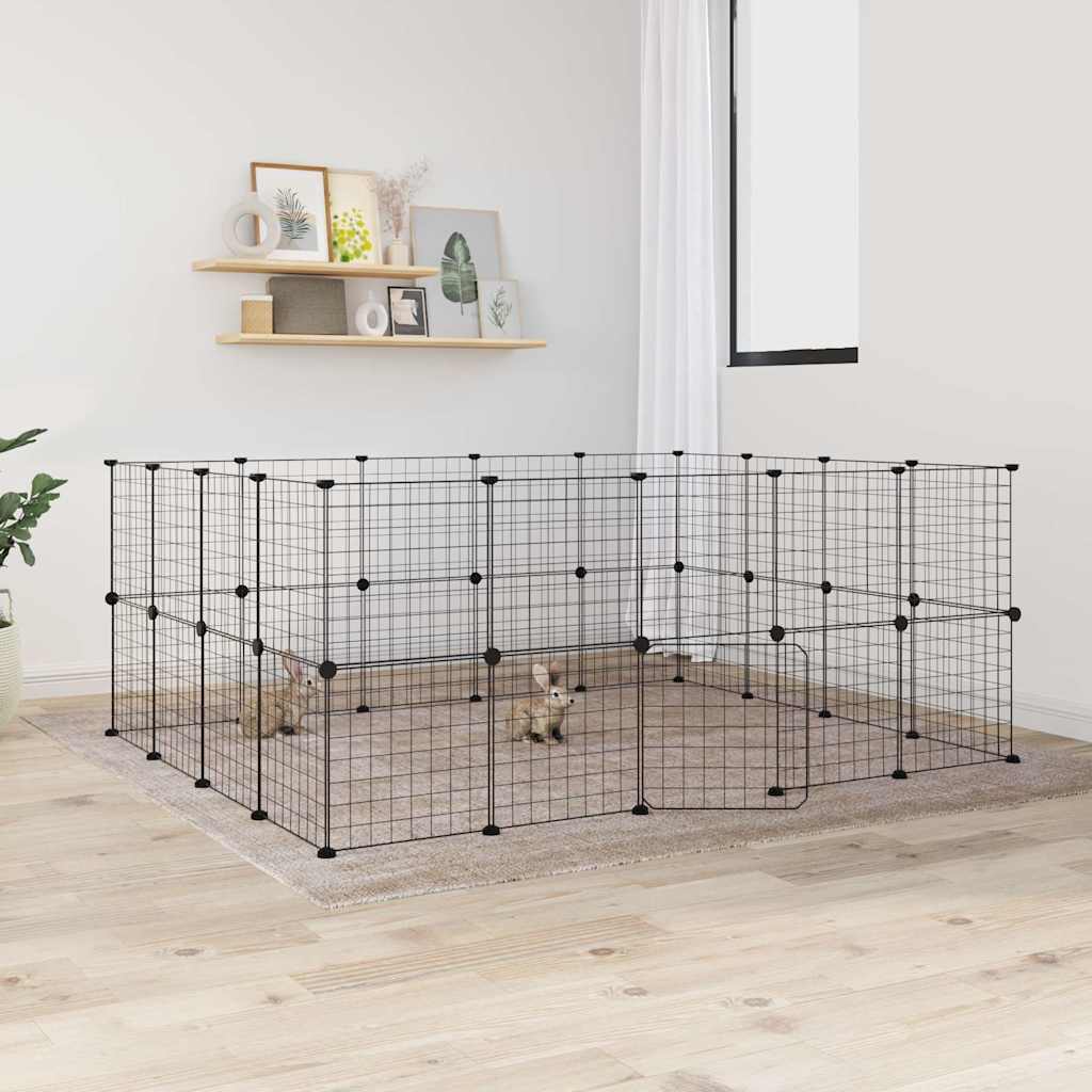 8-Panel Pet Cage Black 35X35 Cm Steel