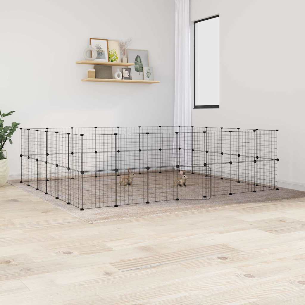 8-Panel Pet Cage Black 35X35 Cm Steel