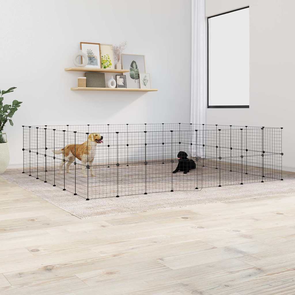 8-Panel Pet Cage Black 35X35 Cm Steel
