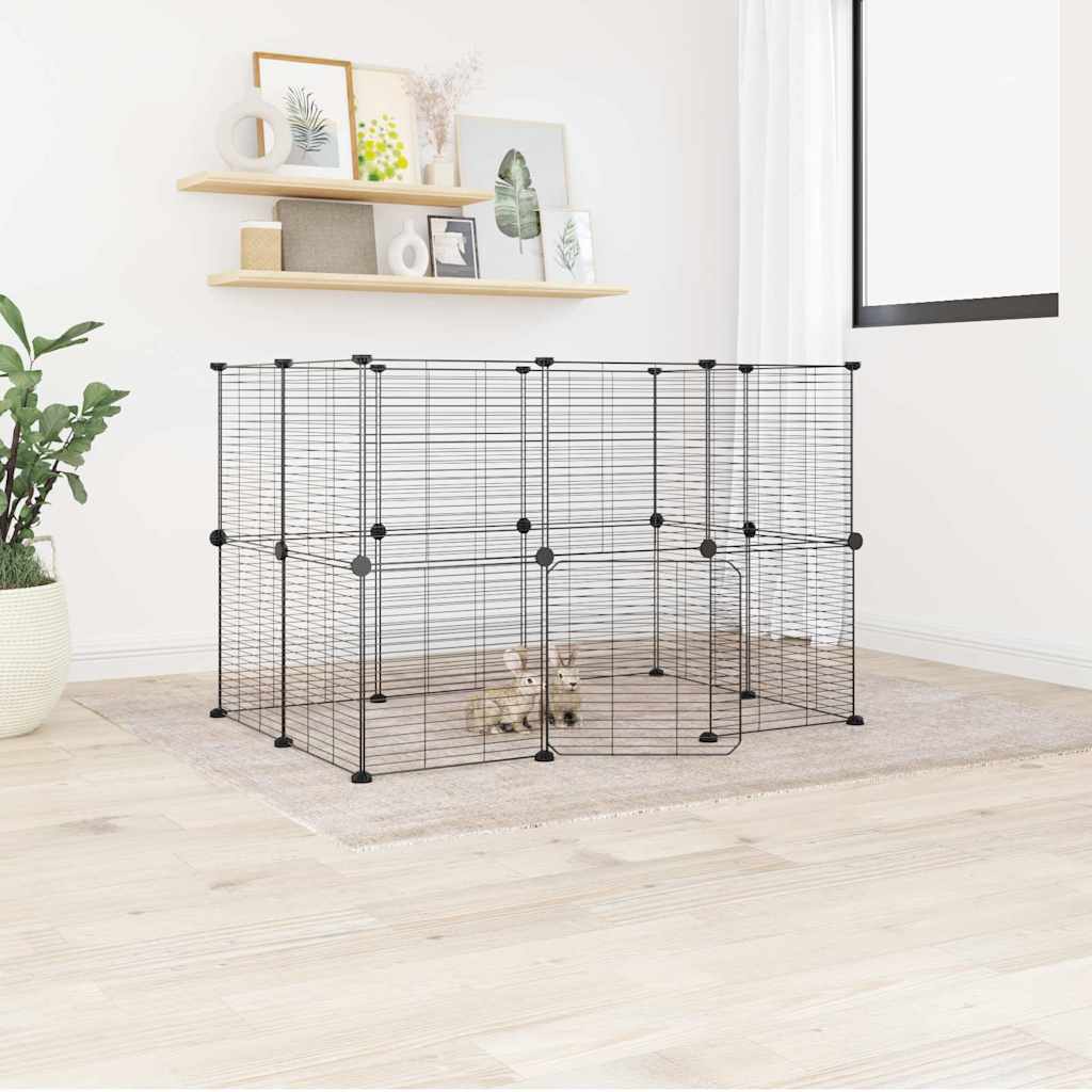 8-Panel Pet Cage Black 35X35 Cm Steel