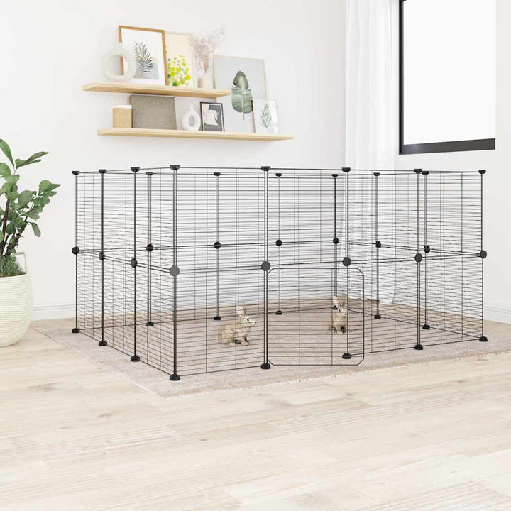 8-Panel Pet Cage Black 35X35 Cm Steel