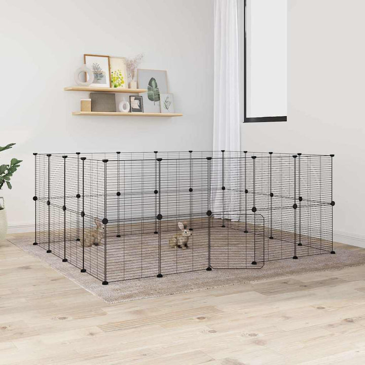 8-Panel Pet Cage Black 35X35 Cm Steel