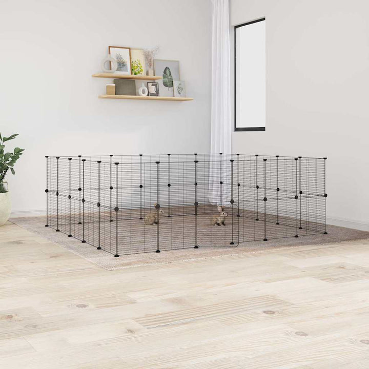 8-Panel Pet Cage Black 35X35 Cm Steel