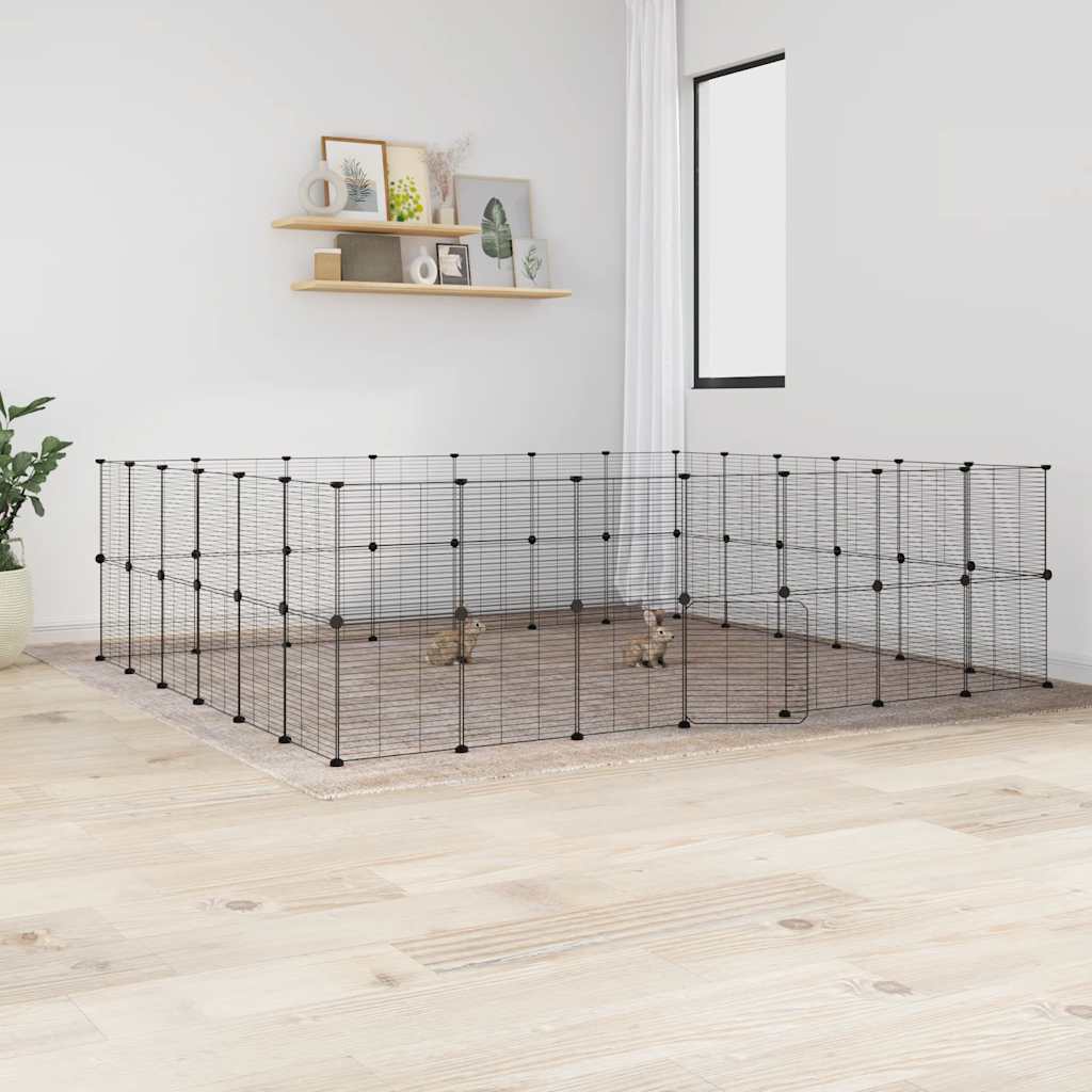 8-Panel Pet Cage Black 35X35 Cm Steel