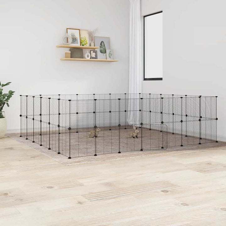 8-Panel Pet Cage Black 35X35 Cm Steel