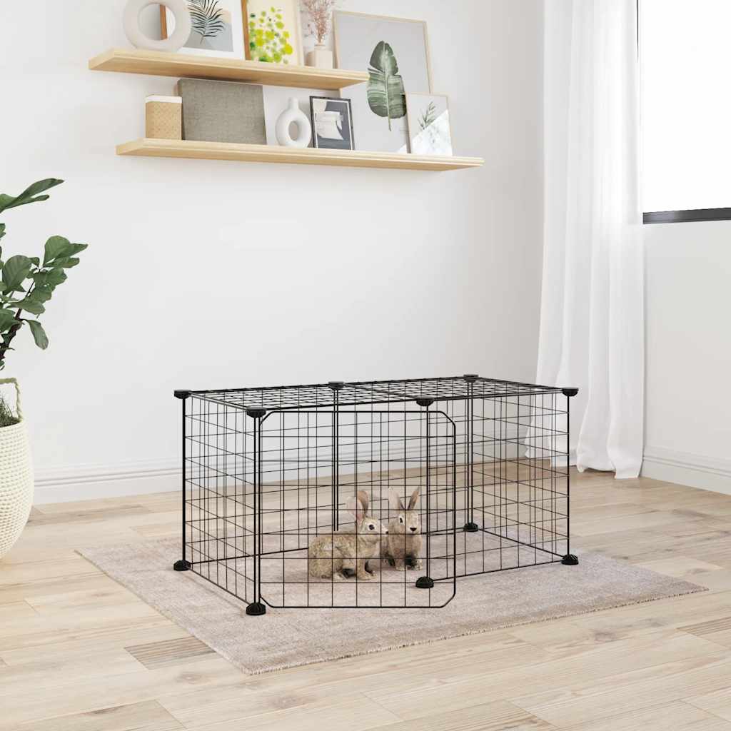 8-Panel Pet Cage Black 35X35 Cm Steel