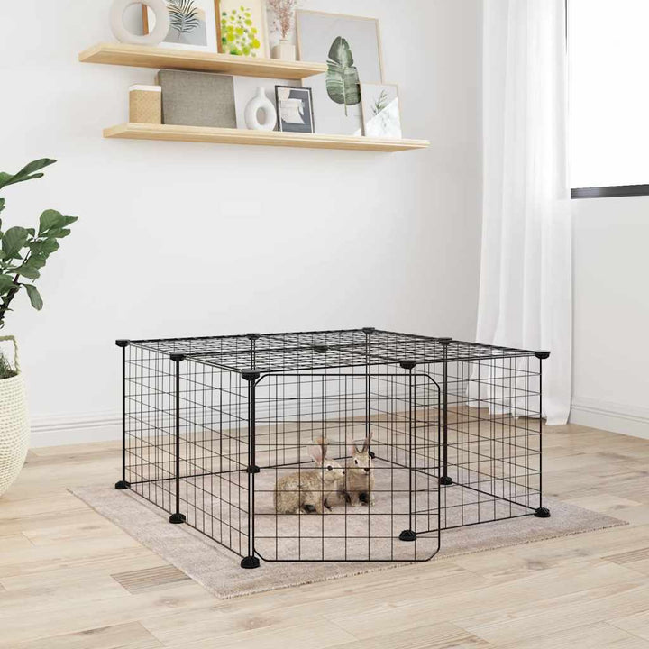 8-Panel Pet Cage Black 35X35 Cm Steel