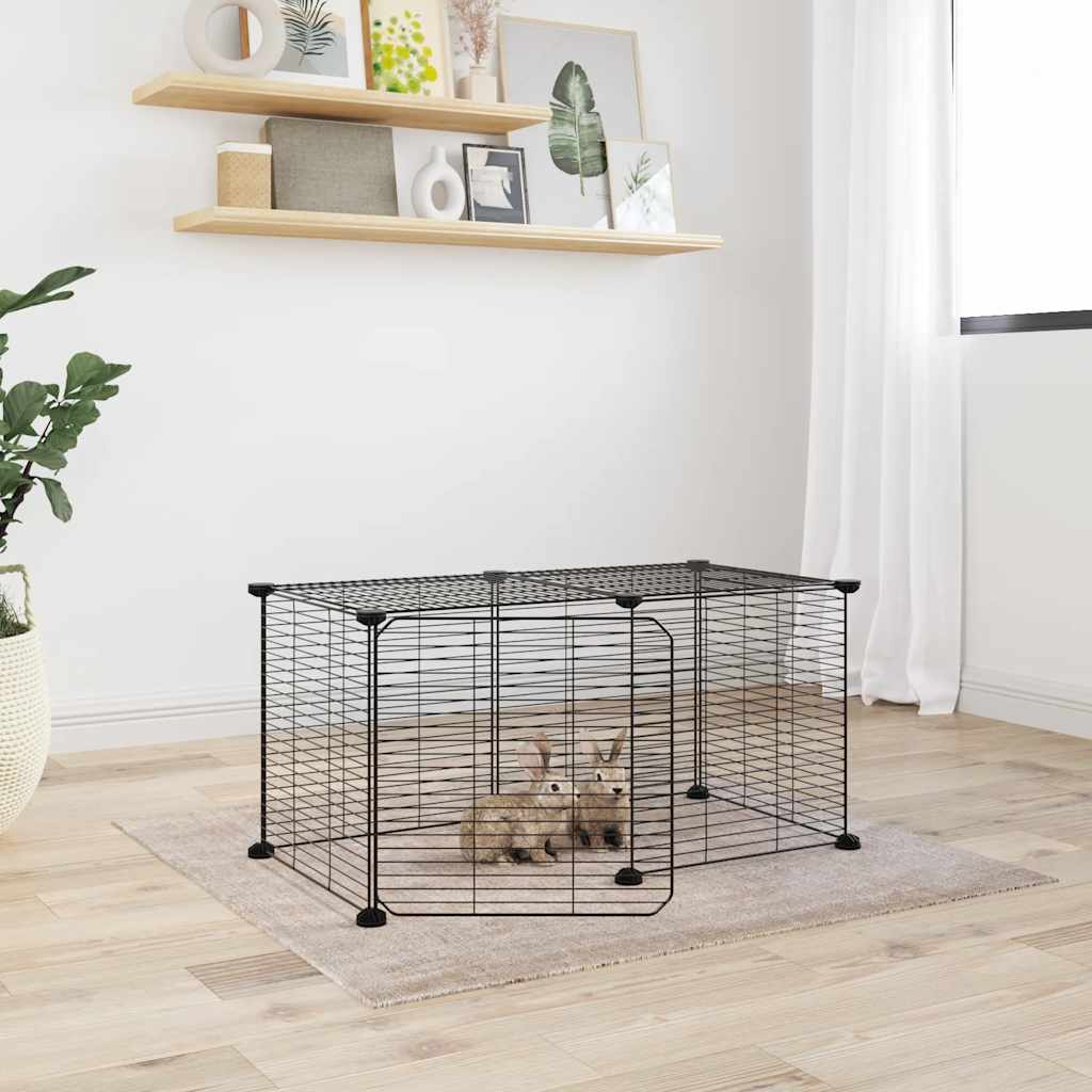 8-Panel Pet Cage Black 35X35 Cm Steel