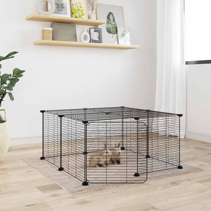 8-Panel Pet Cage Black 35X35 Cm Steel