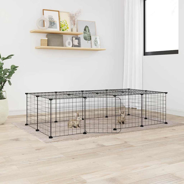8-Panel Pet Cage Black 35X35 Cm Steel