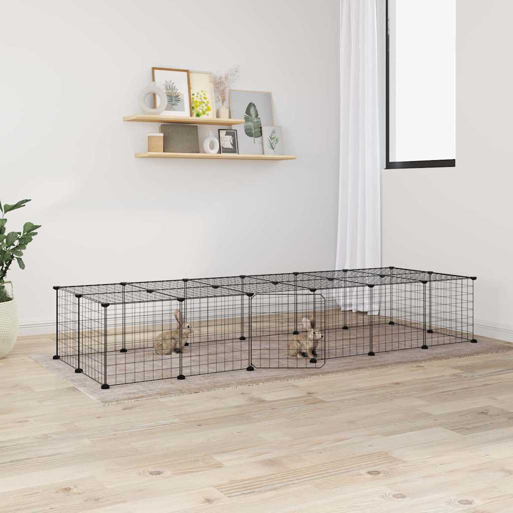 8-Panel Pet Cage Black 35X35 Cm Steel