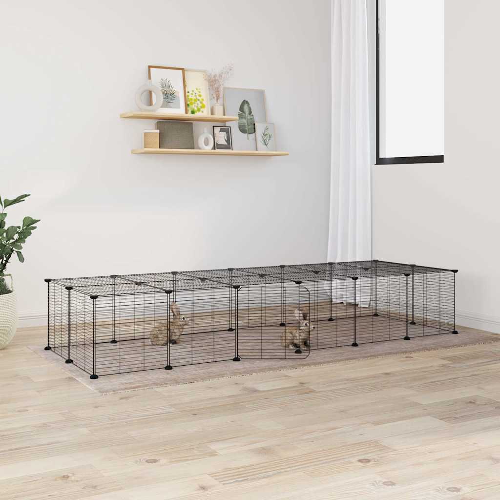 8-Panel Pet Cage Black 35X35 Cm Steel