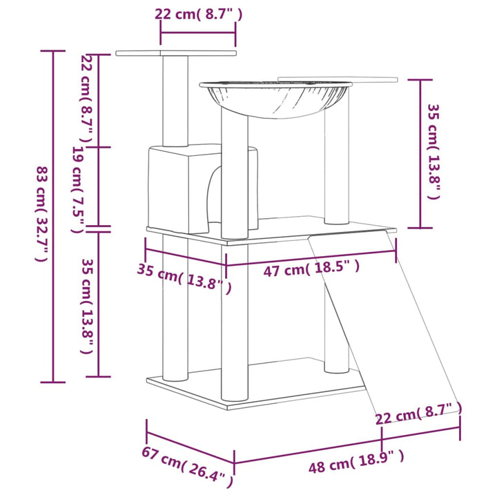Cat Tree With Sisal Scratching Posts 83 Cm