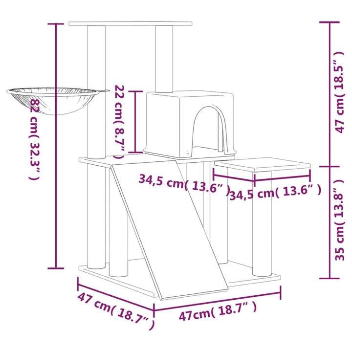 Cat Tree With Sisal Scratching Posts 82 Cm