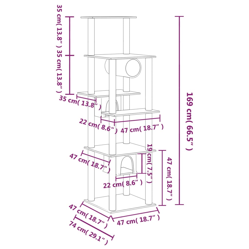 Cat Tree With Sisal Scratching Posts 169 Cm