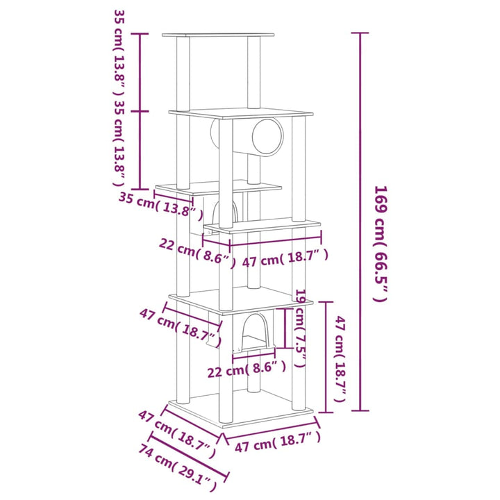 Cat Tree With Sisal Scratching Posts 169 Cm