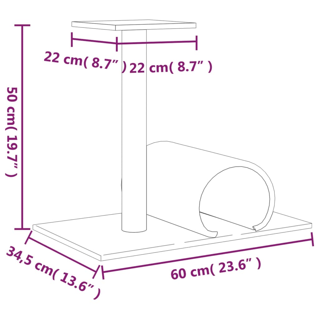 Cat Scratching Post With Tunnel 60X34.5X50 Cm