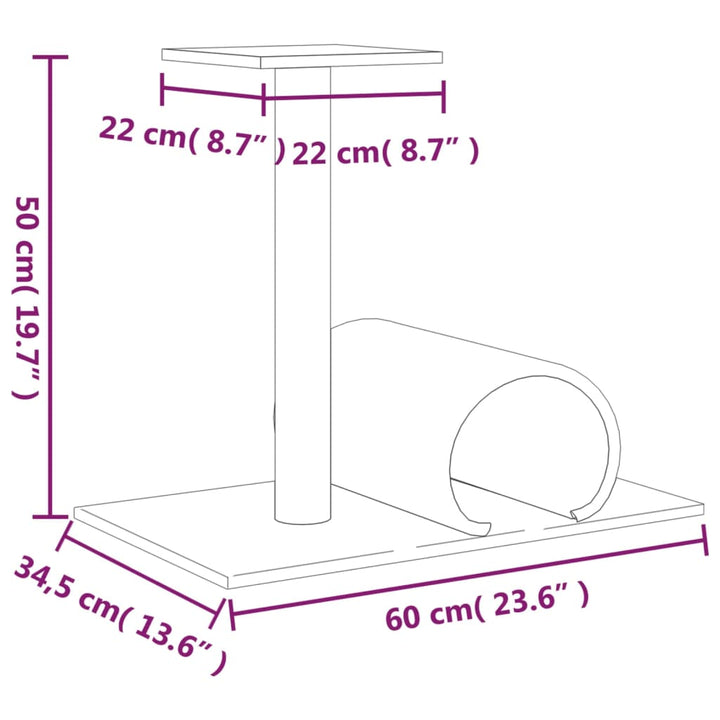 Cat Scratching Post With Tunnel 60X34.5X50 Cm