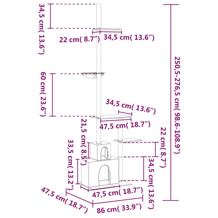 Floor To Ceiling Cat Tree 250.5-276.5 Cm