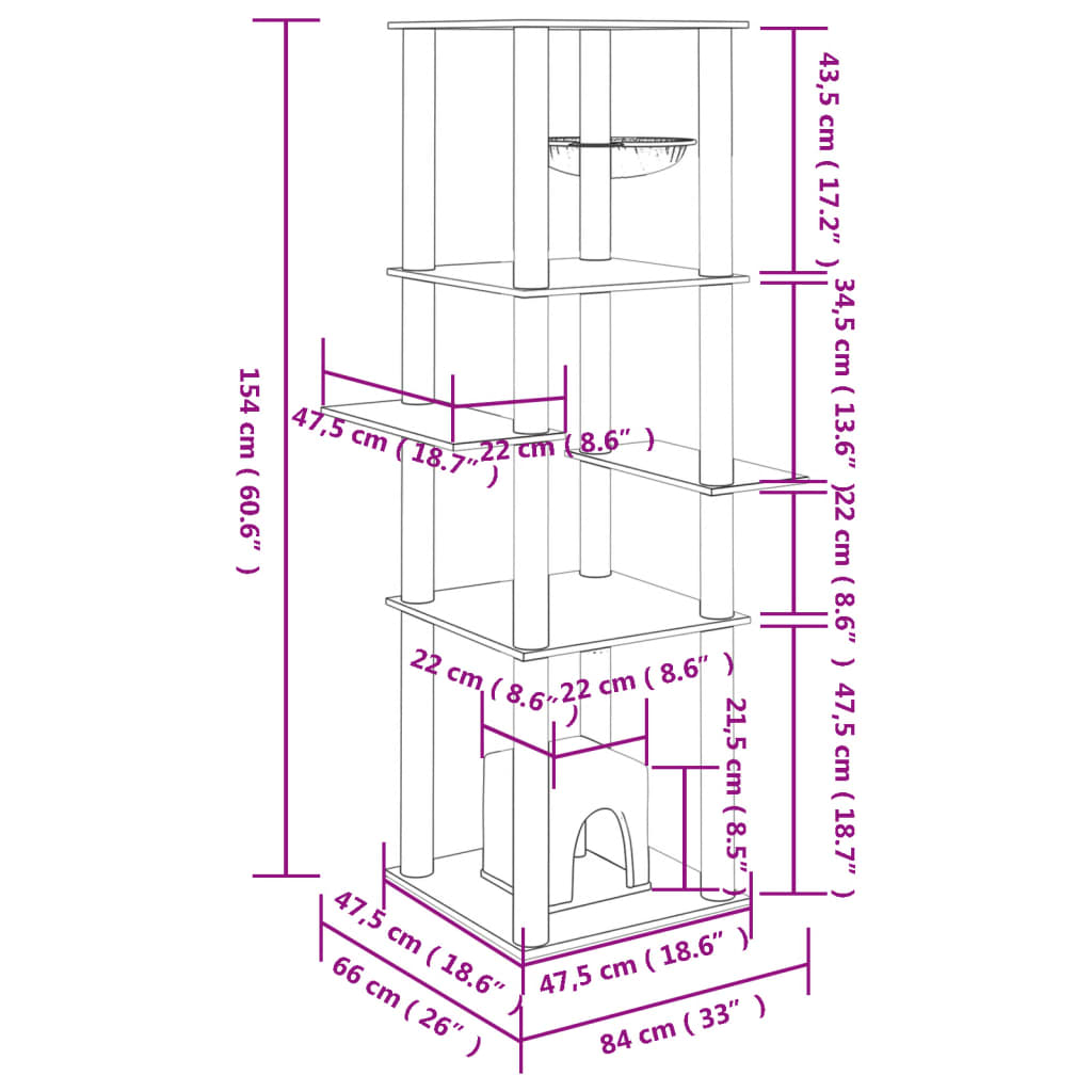 Cat Tree With Sisal Scratching Posts 154 Cm