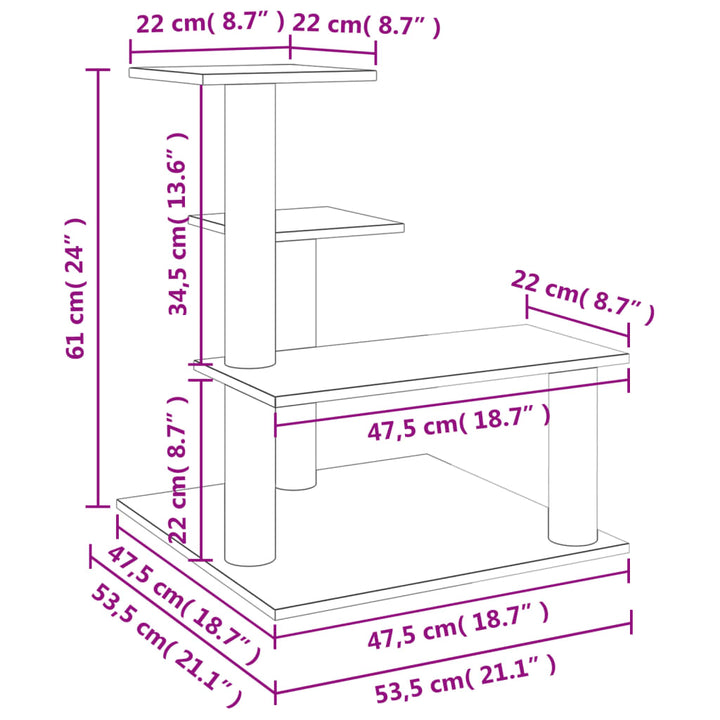 Cat Tree With Sisal Scratching Posts 61 Cm