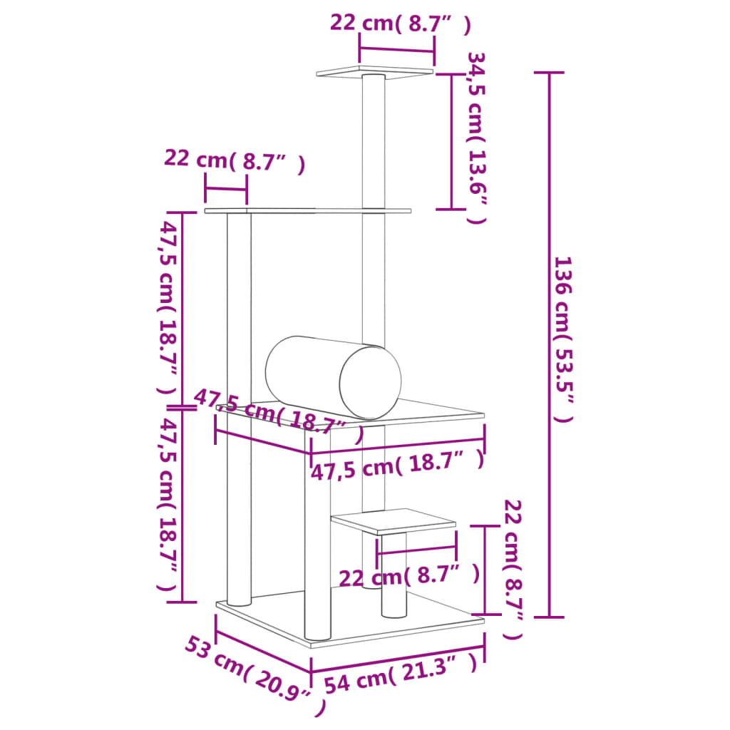 Cat Tree With Sisal Scratching Posts 136 Cm