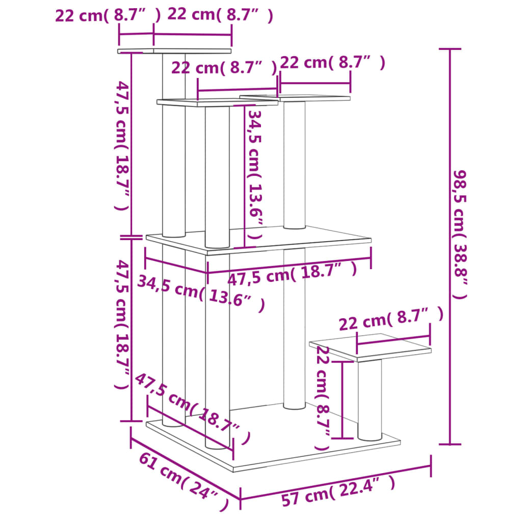 Cat Scratching Posts With Platforms 98.5 Cm