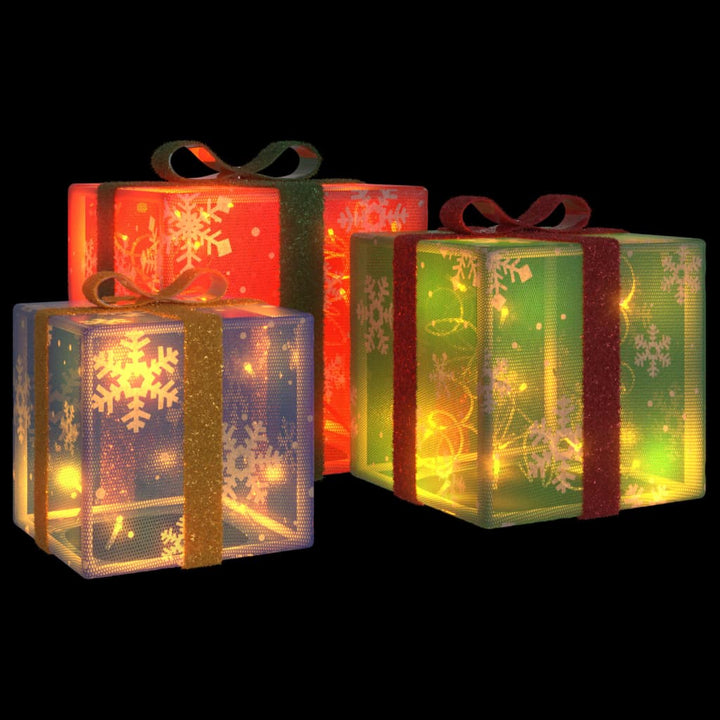 Lighted Christmas Boxes 3 Pcs 64 Leds Warm White