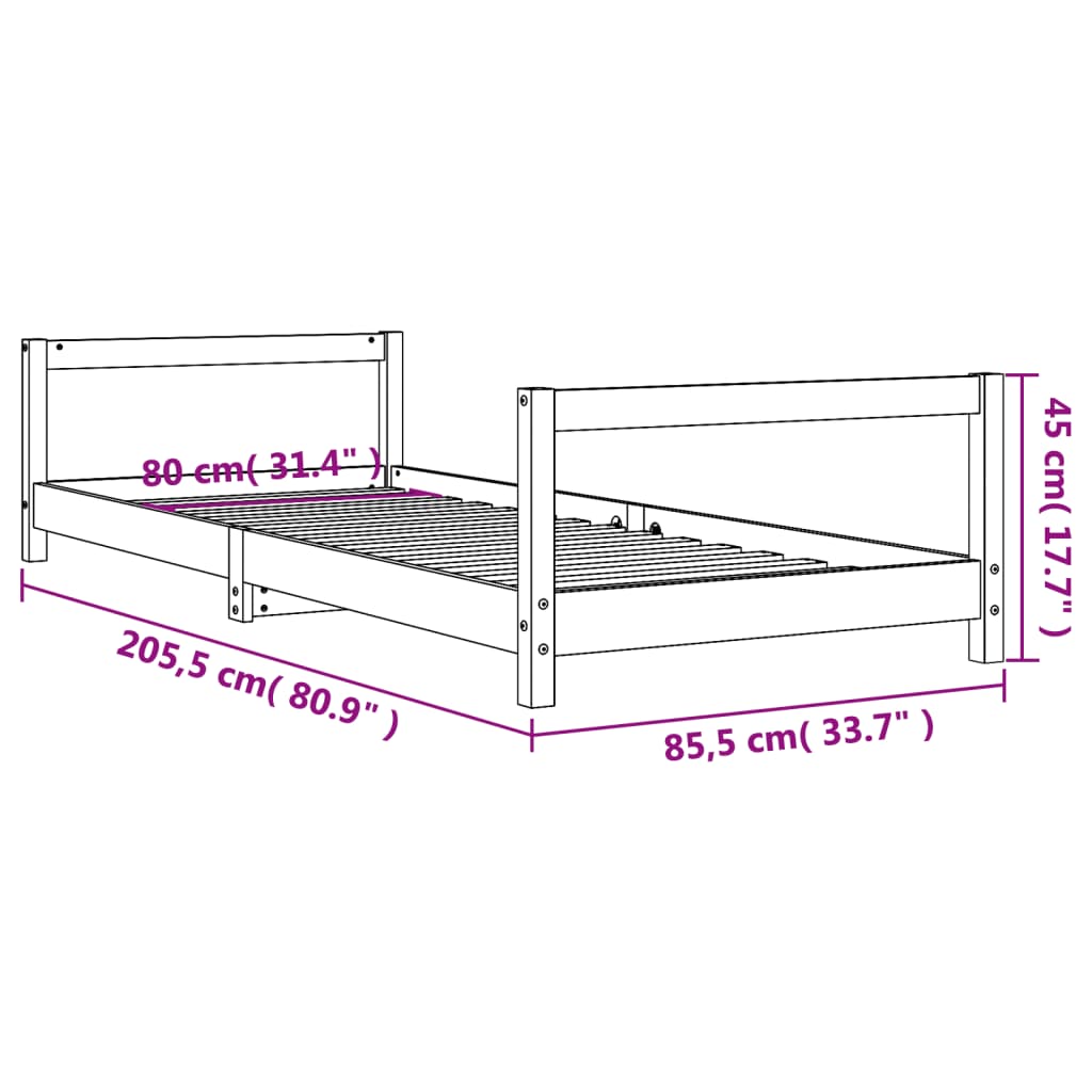 Toddler & Kids Solid Wood Pine Bed Frame