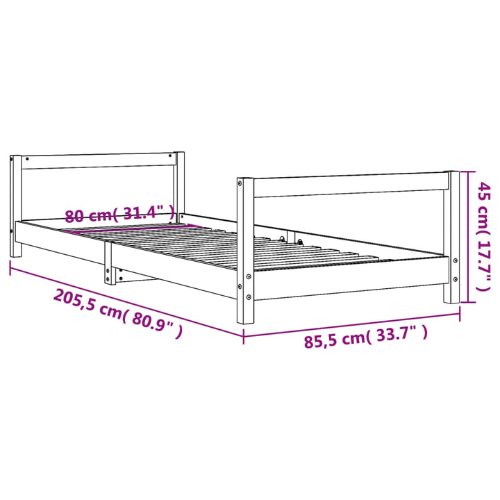 Toddler & Kids Solid Wood Pine Bed Frame