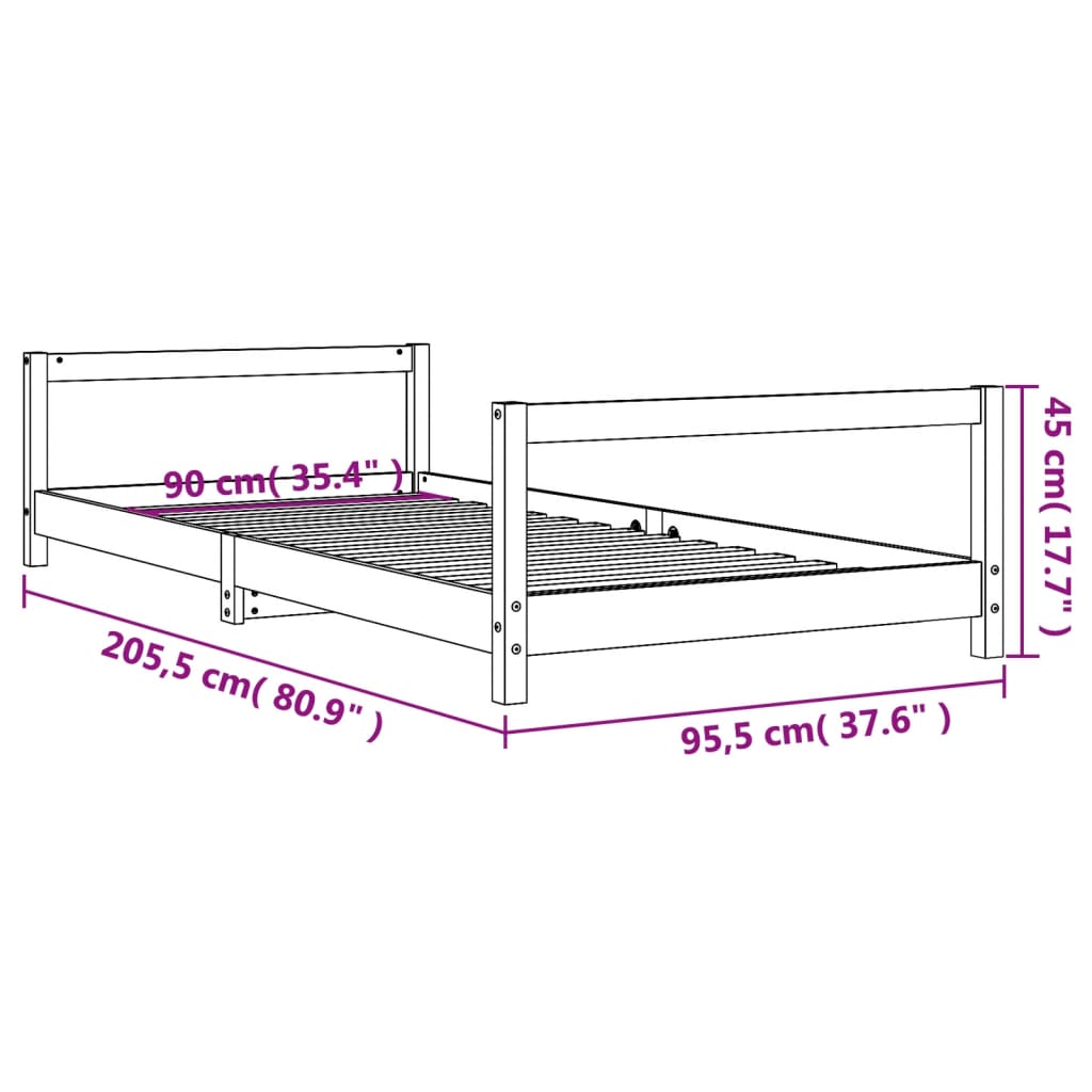 Toddler & Kids Solid Wood Pine Bed Frame