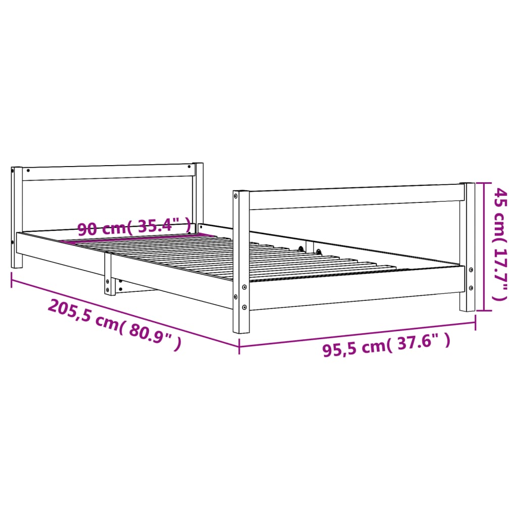 Toddler & Kids Solid Wood Pine Bed Frame