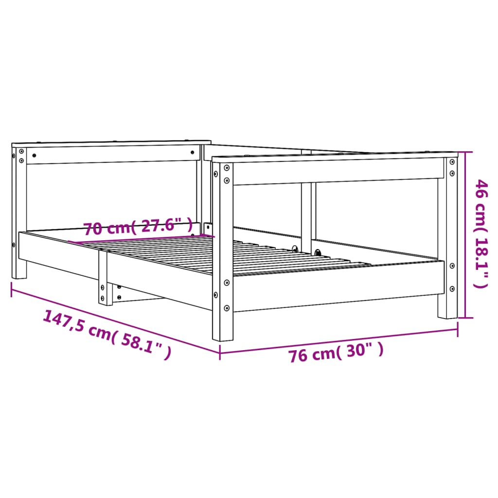 Toddler & Kids Solid Wood Pine Bed Frame