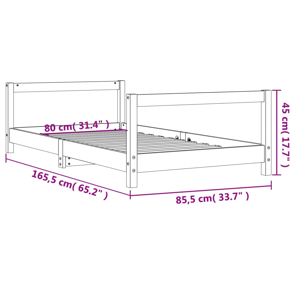 Toddler & Kids Solid Wood Pine Bed Frame