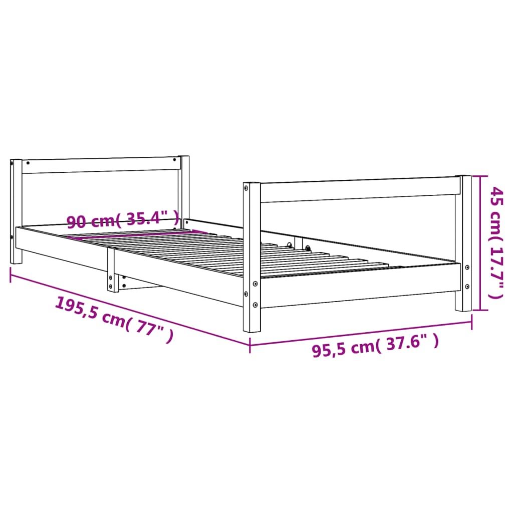 Toddler & Kids Solid Wood Pine Bed Frame