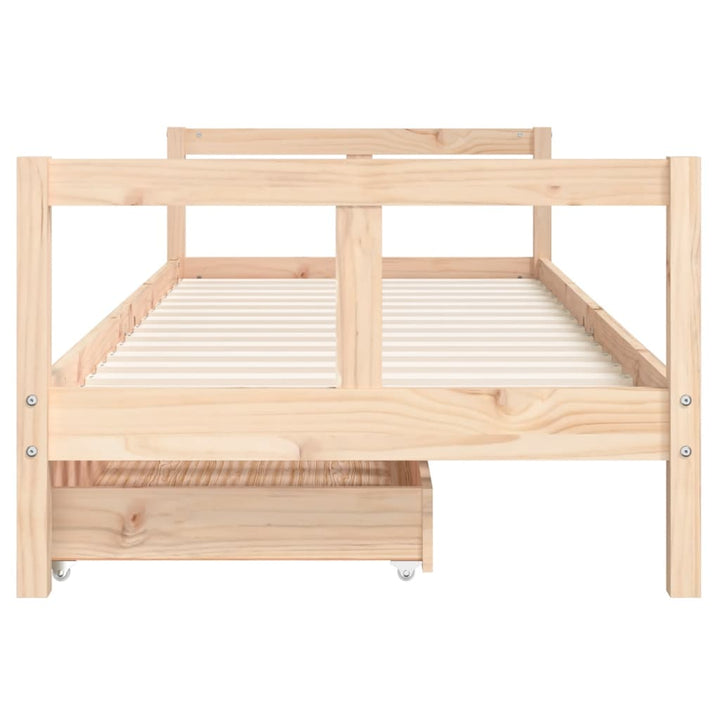 Kids Solid Wood Pine Bed Frame with Drawers