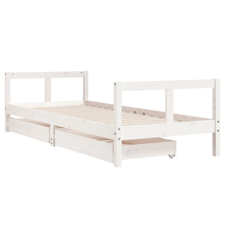 Kids Solid Wood Pine Bed Frame with Drawers