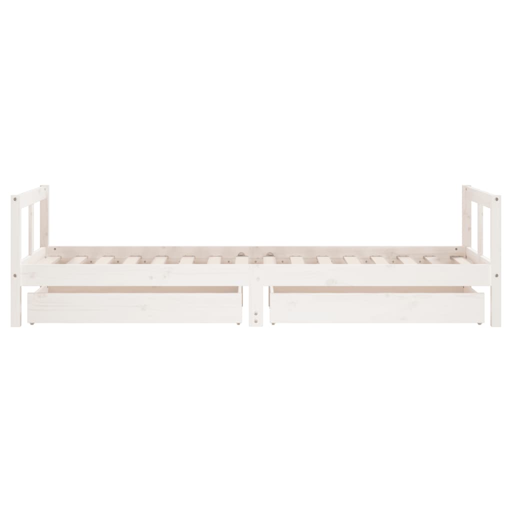 Kids Solid Wood Pine Bed Frame with Drawers