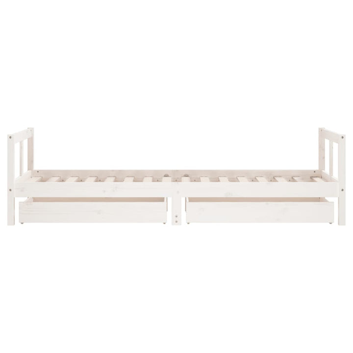 Kids Solid Wood Pine Bed Frame with Drawers