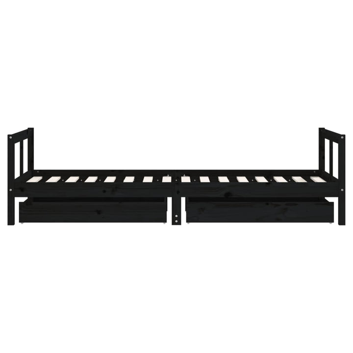 Kids Solid Wood Pine Bed Frame with Drawers